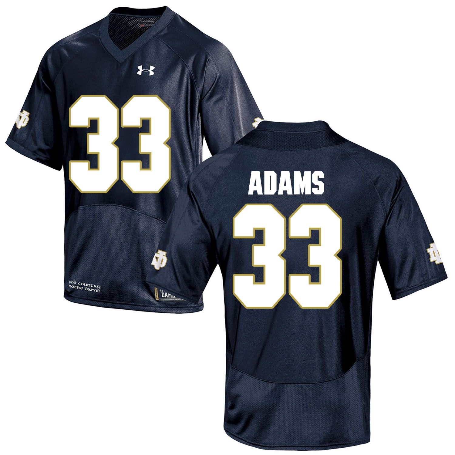 Men Norte Dame Fighting Irish #33 Adams Navy Blue Customized NCAA Jerseys